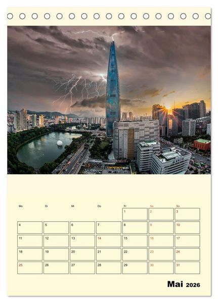 Produktbild: Metropolen im Gewitter (Tischkalender 2026 DIN A5 hoch), CALVENDO Monatskalender