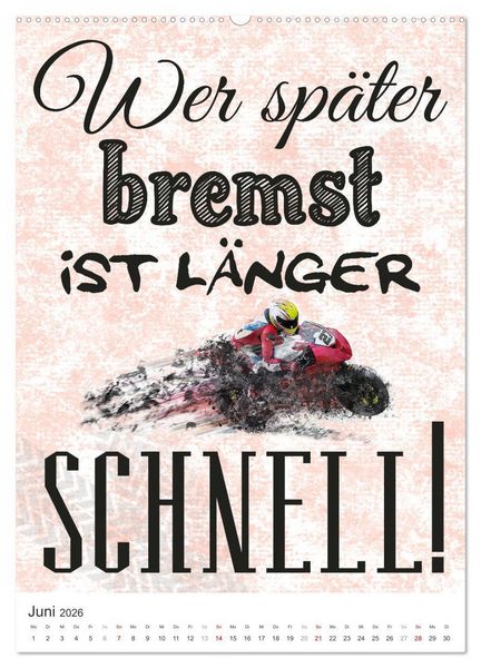 Produktbild: Coole Biker-Spr&uuml;che (Wandkalender 2026 DIN A2 hoch), CALVENDO Monatskalender