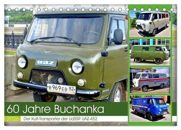 Produktbild: 60 Jahre Buchanka - Der Kult-Transporter der UdSSR UAZ-452 (Tischkalender 2026 DIN A5 quer), CALVENDO Monatskalender