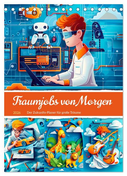 Produktbild: Traumjobs von Morgen - Der Zukunfts-Planer f&uuml;r gro&szlig;e Tr&auml;ume (Tischkalender 2026 DIN A5 hoch), CALVENDO Monatskalender