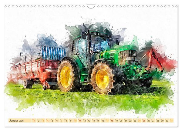 Produktbild: Traktoren - malerische Kraftpakete in der Landwirtschaft (Wandkalender 2026 DIN A3 quer), CALVENDO Monatskalender