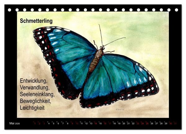 Produktbild: Krafttiere in Aquarell (Tischkalender 2026 DIN A5 quer), CALVENDO Monatskalender