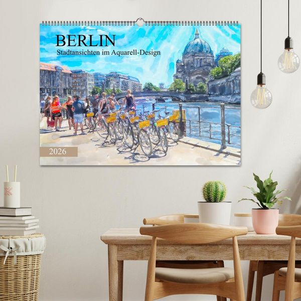 Produktbild: Berlin - Stadtansichten im Aquarell-Design (Wandkalender 2026 DIN A2 quer), CALVENDO Monatskalender