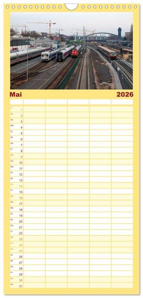 Produktbild: Familienplaner 2026 - Auf Gleisen durch Berlin mit 5 Spalten (Wandkalender, 21 x 45 cm) CALVENDO