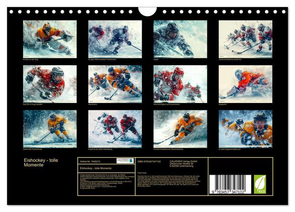 Produktbild: Eishockey - tolle Momente (Wandkalender 2026 DIN A4 quer), CALVENDO Monatskalender