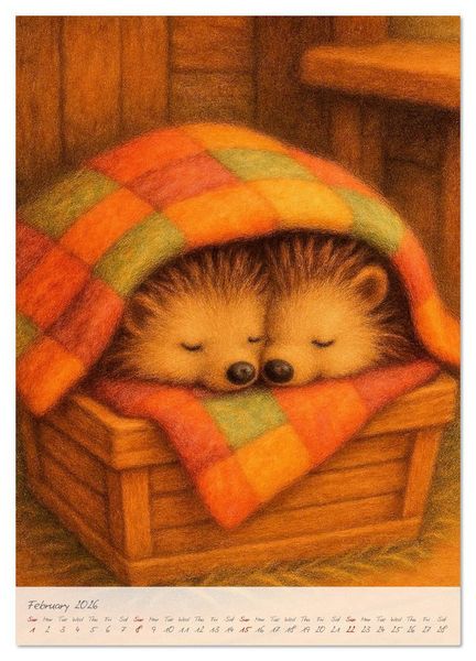 Produktbild: Fluffy animal friends - Animal friendships for everyday life (High Quality Premium Wall Calendar 2026 DIN A2 portrait),CALVENDO 12 Month Wall Calendar