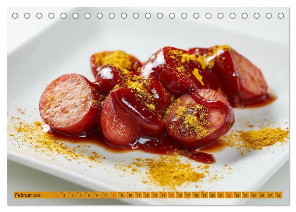 Produktbild: Currywurst Kalender - Das Berliner Kultgericht f&uuml;r Fleischliebhaber (Tischkalender 2026 DIN A5 quer), CALVENDO Monatskalender