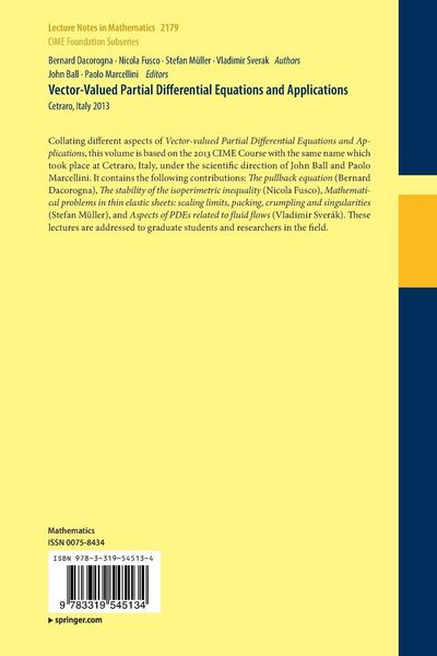 Produktbild: Vector-Valued Partial Differential Equations and Applications