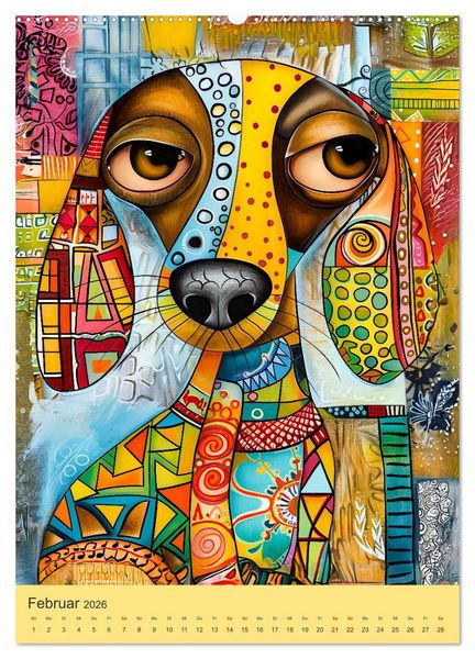 Produktbild: Pop-Art Hunde - Moderne, verr&uuml;ckte Hundeportr&auml;ts (Wandkalender 2026 DIN A2 hoch), CALVENDO Monatskalender