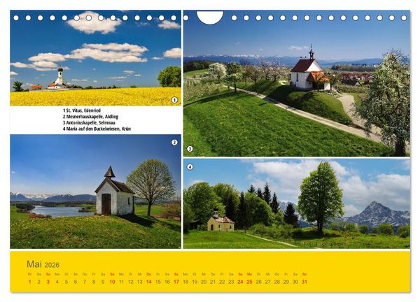 Produktbild: Kirchen und Kapellen als Ausflugsziele (Wandkalender 2026 DIN A4 quer), CALVENDO Monatskalender