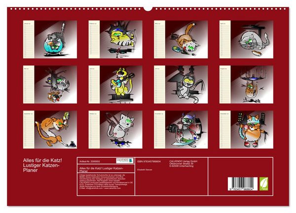 Produktbild: Alles f&uuml;r die Katz! Lustiger Katzen-Planer (hochwertiger Premium Wandkalender 2026 DIN A2 quer), Kunstdruck in Hochglanz