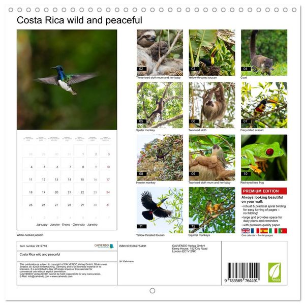 Produktbild: Costa Rica wild and peaceful (Wall Calendar 2027 12 &times; 12 Inch) CALVENDO 12 Month Wall Calendar