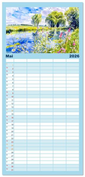 Produktbild: Familienplaner 2026 - Havelland Flair - Immer in Flussn&auml;he mit 5 Spalten (Wandkalender, 21 x 45 cm) CALVENDO