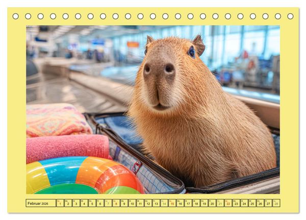 Produktbild: Capybaras on Tour. Wasserschweine als Weltenbummler (Tischkalender 2026 DIN A5 quer), CALVENDO Monatskalender