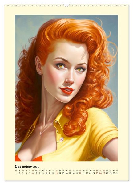 Produktbild: Vintage Girls. Die sch&ouml;nsten Pin-up Gesichter (Wandkalender 2026 DIN A2 hoch), CALVENDO Monatskalender