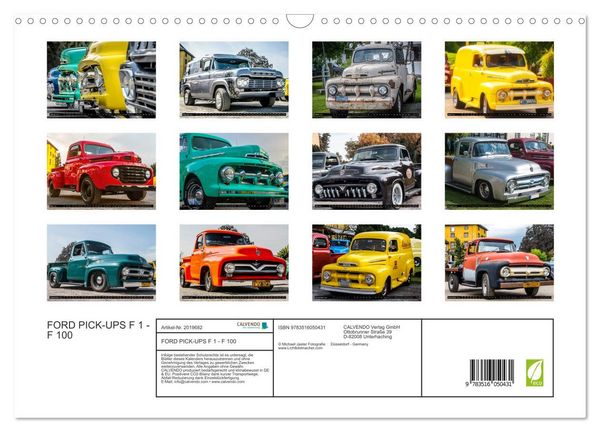 Produktbild: FORD PICK-UPS F 1 - F 100 (Wandkalender 2026 DIN A3 quer), CALVENDO Monatskalender