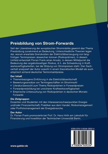Produktbild: Preisbildung von Strom-Forwards