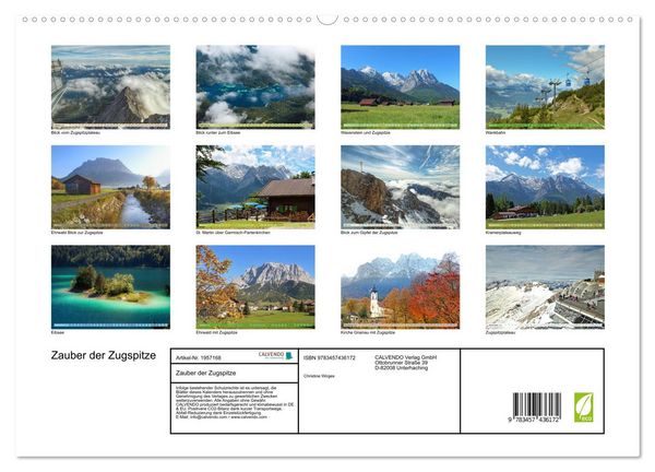Produktbild: Zauber der Zugspitze (hochwertiger Premium Wandkalender 2026 DIN A2 quer), Kunstdruck in Hochglanz