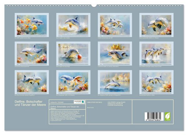 Produktbild: Delfine. Botschafter und T&auml;nzer der Meere (hochwertiger Premium Wandkalender 2027 DIN A2 quer), Kunstdruck in Hochglanz