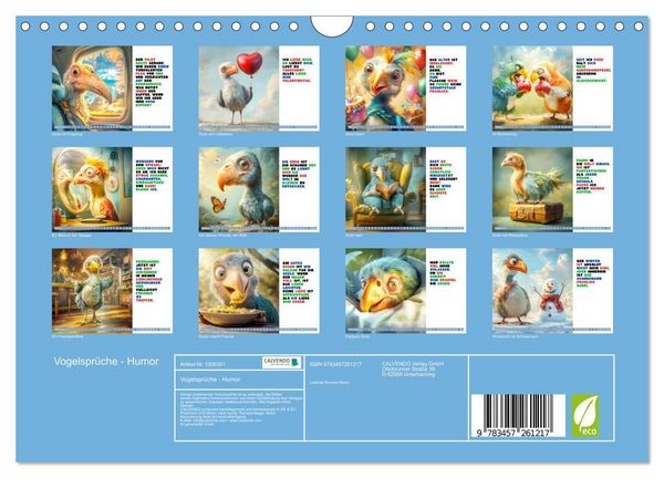 Produktbild: Vogelspr&uuml;che - Humor (Wandkalender 2026 DIN A4 quer), CALVENDO Monatskalender