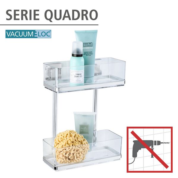 Produktbild: Vacuum-Loc&reg; Wandregal 2 Etagen Mod. Quadro Edelstahl, Befestigen ohne bohren