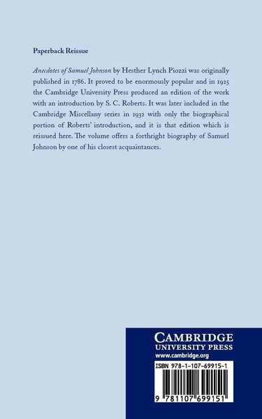 Produktbild: Anecdotes of Samuel Johnson