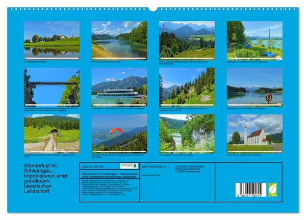 Produktbild: Wanderlust im Schwangau - Impressionen einer grandiosen bayerischen Landschaft (hochwertiger Premium Wandkalender 2026 DIN A2 quer), Kunstdruck in Hochglanz