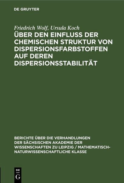 Produktbild: &Uuml;ber den Einfluss der chemischen Struktur von Dispersionsfarbstoffen auf deren Dispersionsstabilit&auml;t