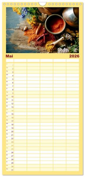 Produktbild: Familienplaner 2026 - K&uuml;chenkalender Gew&uuml;rzwelt mit 5 Spalten (Wandkalender, 21 x 45 cm) CALVENDO