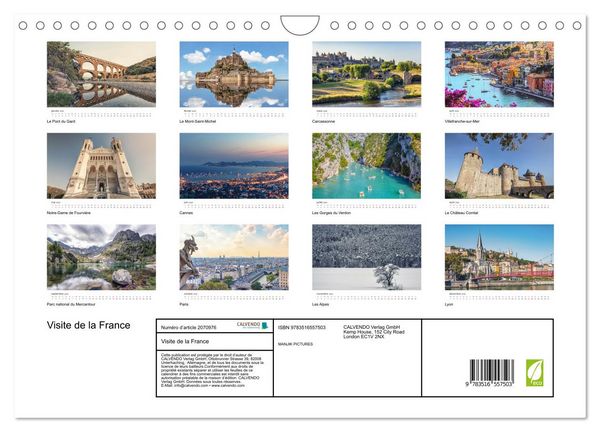 Produktbild: Visite de la France (Calendrier mural 2026 DIN A4 vertical), CALVENDO calendrier mensuel