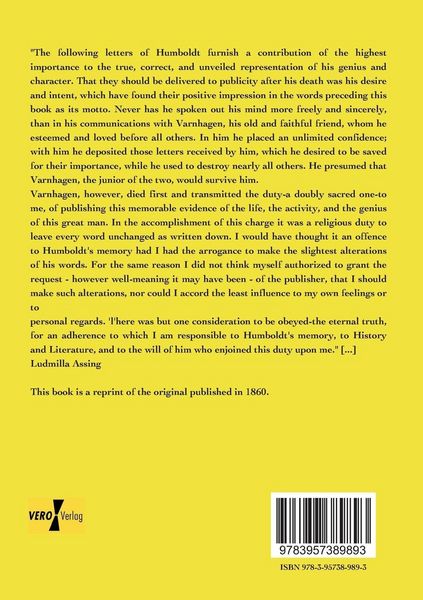 Produktbild: Letters of Alexander von Humboldt to Varnhagen von Ense