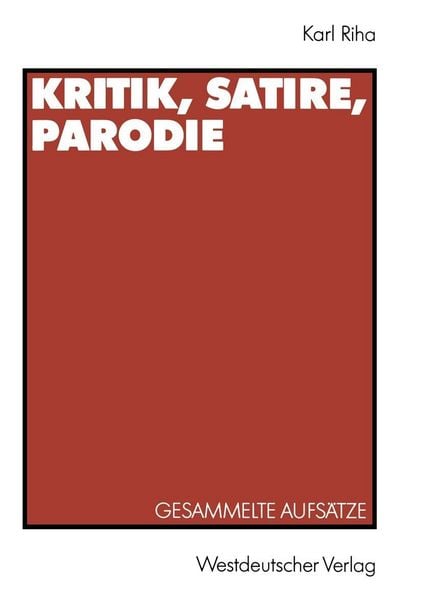Produktbild: Kritik, Satire, Parodie