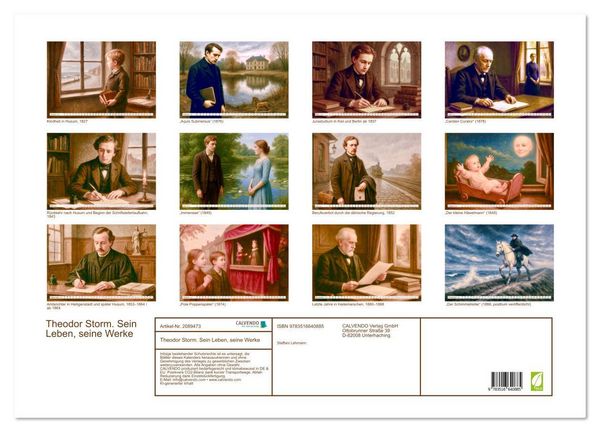 Produktbild: Theodor Storm. Sein Leben, seine Werke (Wandkalender 2026 DIN A2 quer), CALVENDO Monatskalender