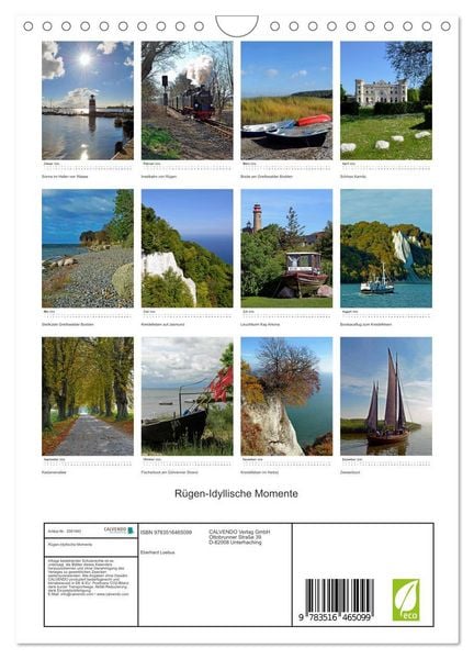 Produktbild: R&uuml;gen-Idyllische Momente (Wandkalender 2026 DIN A4 hoch), CALVENDO Monatskalender