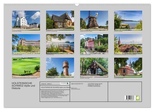 Produktbild: HOLSTEINISCHE SCHWEIZ Idylle und Historie (Wandkalender 2026 DIN A2 quer), CALVENDO Monatskalender