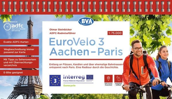 Produktbild: ADFC-Radreisef&uuml;hrer Eurovelo 3 Aachen - Paris, 1:75.000, wetter- und rei&szlig;fest, GPS-Tracks zum Download, E-Bike geeignet