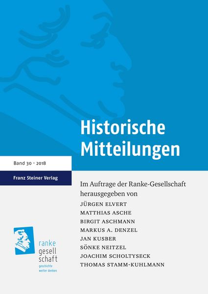 Produktbild: Historische Mitteilungen 30 (2018)