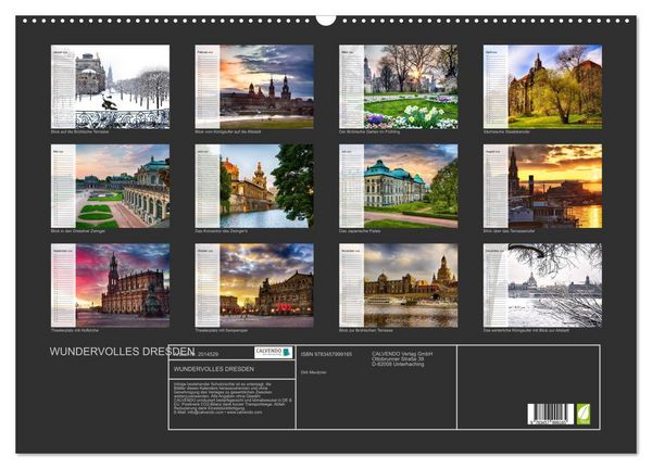 Produktbild: WUNDERVOLLES DRESDEN (Wandkalender 2026 DIN A2 quer), CALVENDO Monatskalender