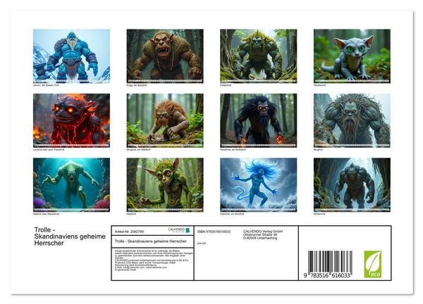 Produktbild: Trolle - Skandinaviens geheime Herrscher (Wandkalender 2026 DIN A4 quer), CALVENDO Monatskalender