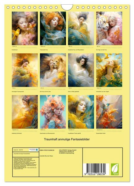Produktbild: Traumhaft anmutige Fantasiebilder (Wandkalender 2026 DIN A4 hoch), CALVENDO Monatskalender