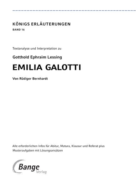 Produktbild: Emilia Galotti von Gotthold Ephraim Lessing