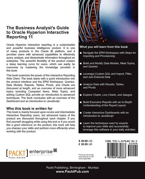 Produktbild: The Business Analyst's Guide to Oracle Hyperion Interactive Reporting 11