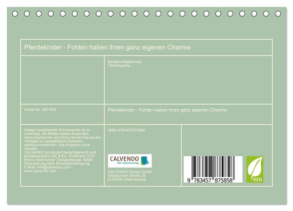Produktbild: Pferdekinder - Fohlen haben ihren ganz eigenen Charme (Tischkalender 2026 DIN A5 quer), CALVENDO Monatskalender