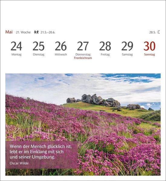 Produktbild: Momente des Gl&uuml;cks Postkartenkalender 2027 - Wochenkalender mit Zitaten, mit 53 Postkarten
