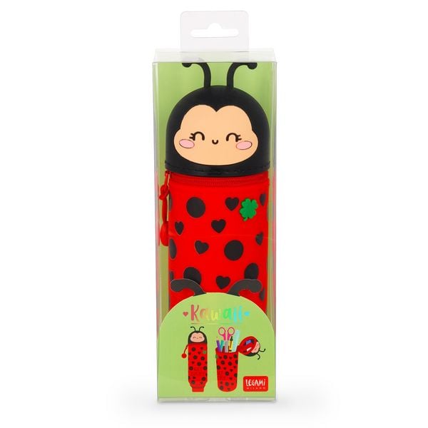 Produktbild: Legami 2-in-1-Federm&auml;ppchen aus Silikon - Kawaii - Ladybug "Get Lucky"