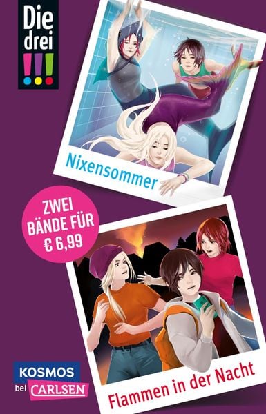 Die drei !!!: Doppelband – Enthält die Bände: Nixensommer / Flammen in der Nacht, Taschenbuch von Mira Sol,Maja von Vogel, Carlsen
