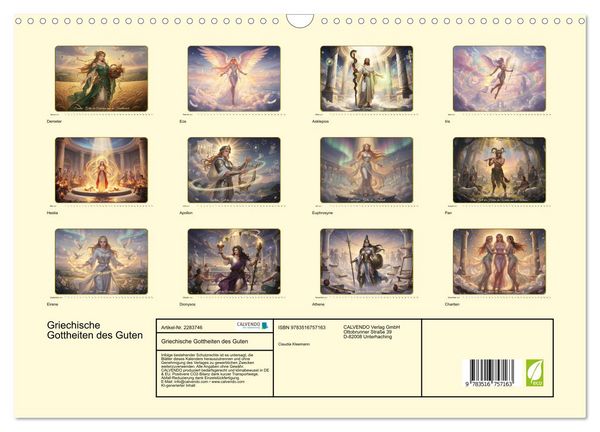 Produktbild: Griechische Gottheiten des Guten (Wandkalender 2027 DIN A3 quer), CALVENDO Monatskalender