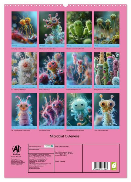 Produktbild: Microbial Cuteness (High Quality Premium Wall Calendar 2026 DIN A2 portrait),CALVENDO 12 Month Wall Calendar