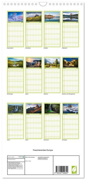 Produktbild: Familienplaner 2026 - Faszinierendes Europa mit 5 Spalten (Wandkalender, 21 x 45 cm) CALVENDO