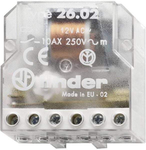 Finder Stromstoß-Schalter Unterputz 26.02.8.012.0000 2 Schließer 12 V/AC 10A 2500 VA 1St.